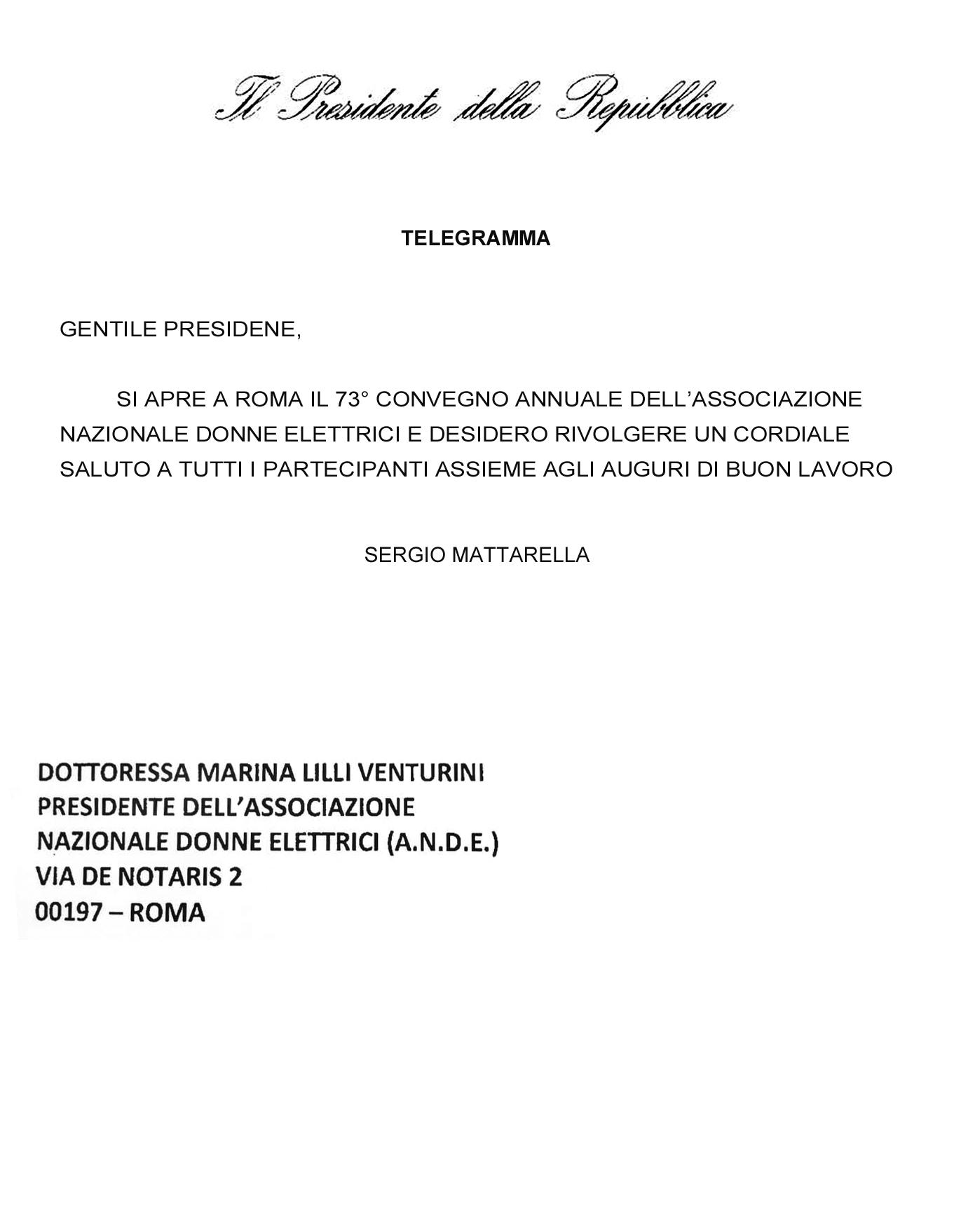 telegramma Mattarella